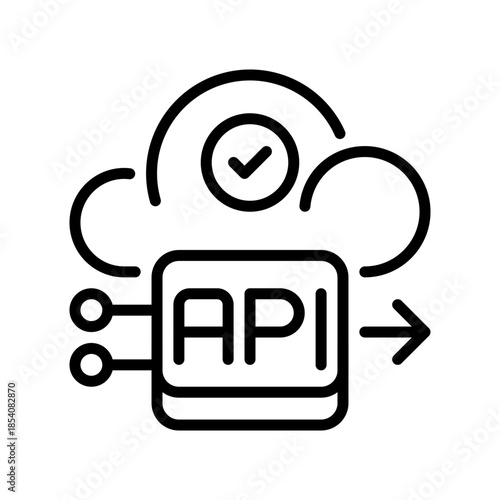 API Gateway Line Icon, Outline Symbol for Interface Access, Connection Bridge, Request Routing, Endpoint Management, and Data Exchange. Vector Sign Icon.
