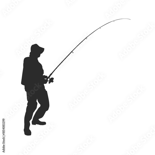 Silhouette of fishing fisherman