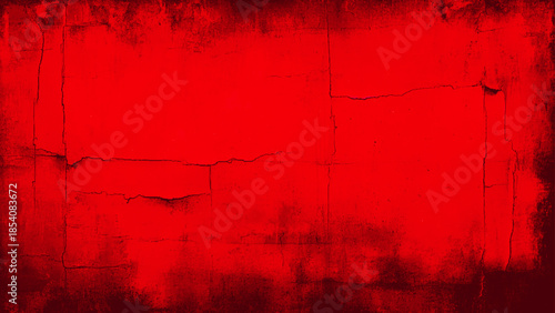 Red textured vintage background with an image of an old, dilapidated concrete wall, painted with paint cracked over time.Can be used for wallpaper, design                               