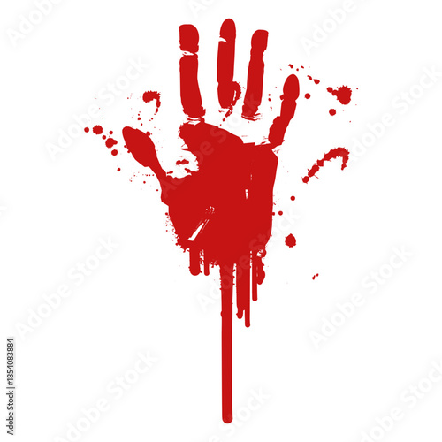 Blood palm finger print silhouette