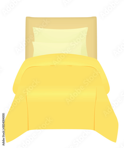 Yellow single bed. vector illustration