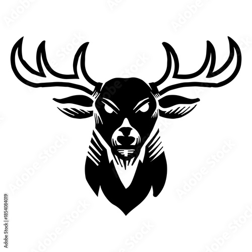 Deer angry antler tattoo detailed silhouette