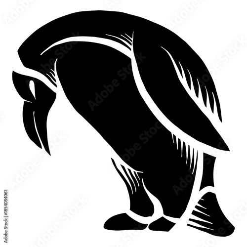 Penguin fat detailed silhouette tattoo