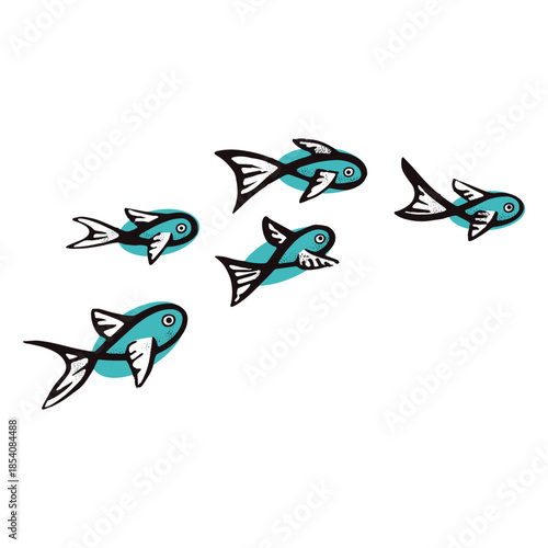 Blue fishes swimming