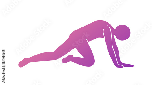 Minimal silhouette of a person bending forward gently, relaxation and flexibility wellness concept.
