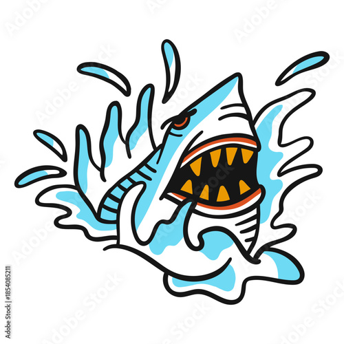 Shark jaws vintage tattoo