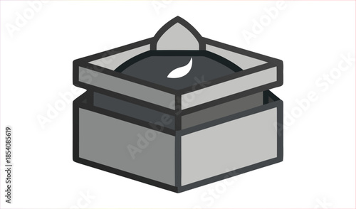 Geometric Islamic Kaaba Illustration in Isometric View, Simple Design for Religious and Cultural Concepts