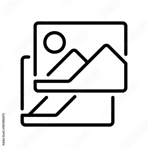 Photo Gallery Line Icon, Outline Symbol for Image Storage, Portfolio Display, Visual Collection, Album Organization, and Media Library. Vector Sign Icon.