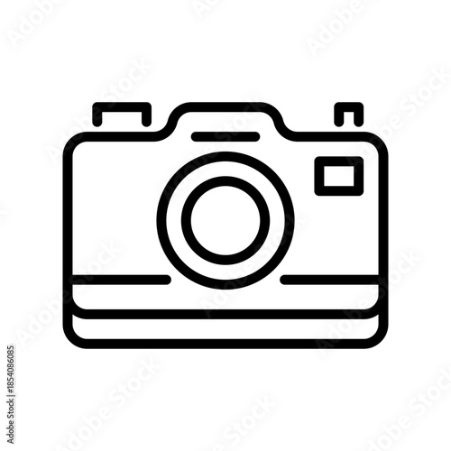 Camera Line Icon, Outline Symbol for Photography Capture, Video Recording, Digital Imaging, Artistic Hobby, and Surveillance Tool. Vector Sign Icon.