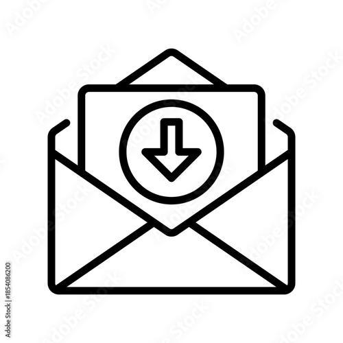 Message Inbox Line Icon, Outline Symbol for Email Receipt, Notification Center, Letter Storage, Communication Hub, and Digital Mail. Vector Sign Icon.