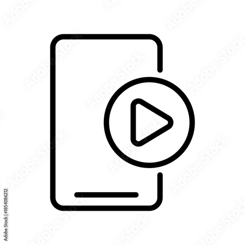 Short Video Play Line Icon, Outline Symbol for Quick Entertainment, Story Reel, Mobile Clip, Media Consumption, and Viral Trend. Vector Sign Icon.