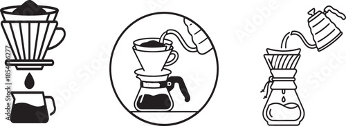 3D illustration of coffee maker with  kettle of kitchen utensils concept design vector icon