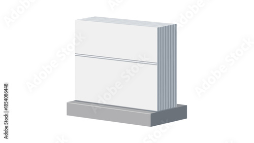 Modern white and gray rectangular tombstone monument with simple design.