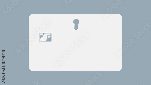 Blank white badge with clip isolated on gray background.