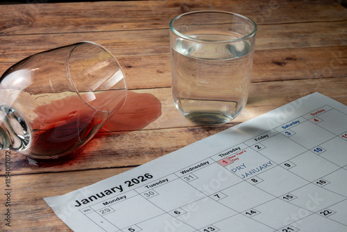 Dry January alcohol free lifestyle concept