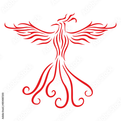 phoenix silhouette design. fire bird in mythology.
