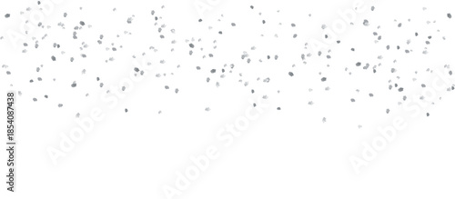Falling silver confetti glitter overlay isolated on transparent background, festive abstract texture