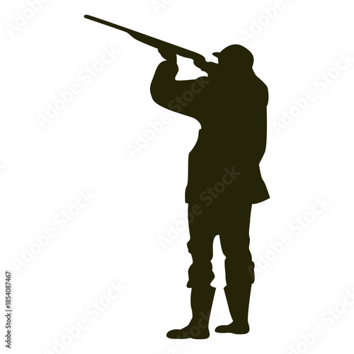 Hunter shotgun left facing aiming