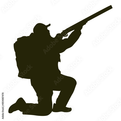 Hunter shotgun right facing aiming sky hunter