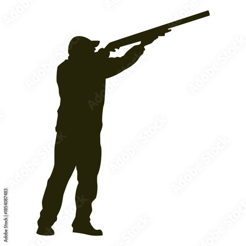 Hunter shotgun right facing aiming sky