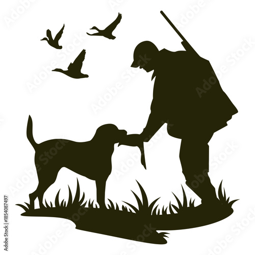 Hunting feeding dog