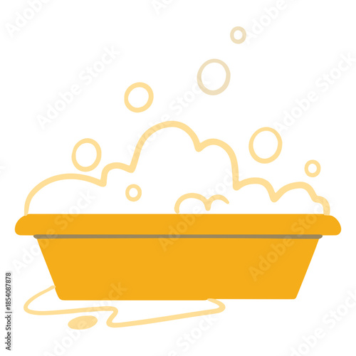 Water soap bucket bubbles flat