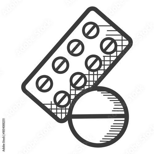 Pills medicine black and white icon