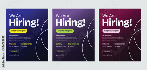 We Are Hiring Creative Job Vacancy Poster Social Media Template, hiring poster template