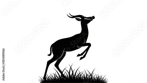 Black Gazelle Silhouette Vector Showing Standing Sprint Jump and Drink Poses