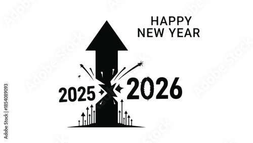 Celebrate the new year with an upward arrow symbolizing progress and future success.