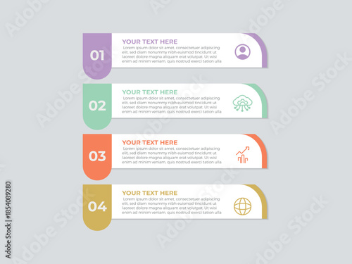 vector illustration infographic design template with 4 steps. Template for process, presentations, layout, banner, brochure.