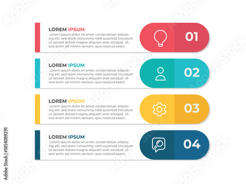 vector illustration infographic design template with 4 steps. Template for process, presentations, layout, banner, brochure.