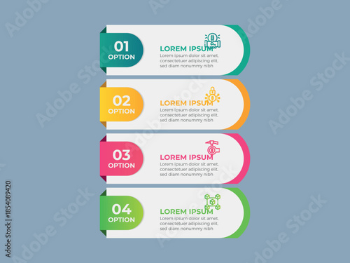 vector illustration infographic design template with 4 steps. Template for process, presentations, layout, banner, brochure.