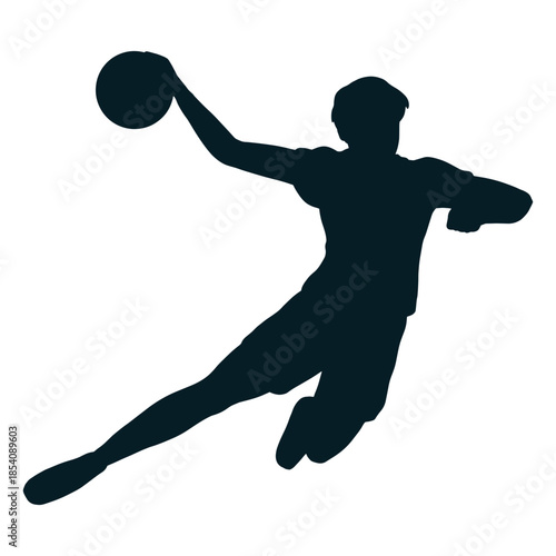 Handball player in action silhouette