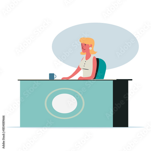 Receptionist woman character illustration