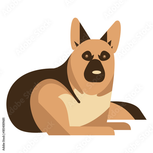 Laying german sheperd dog geometric design