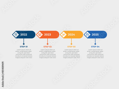 vector illustration infographic design template with 4 steps. Template for process, presentations, layout, banner, brochure.