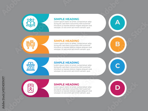 vector illustration infographic design template with 4 steps. Template for process, presentations, layout, banner, brochure.
