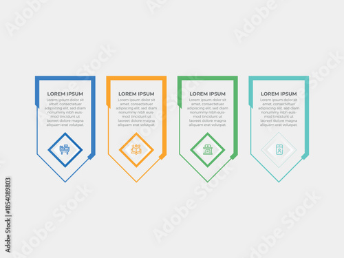 vector illustration infographic design template with 4 steps. Template for process, presentations, layout, banner, brochure.