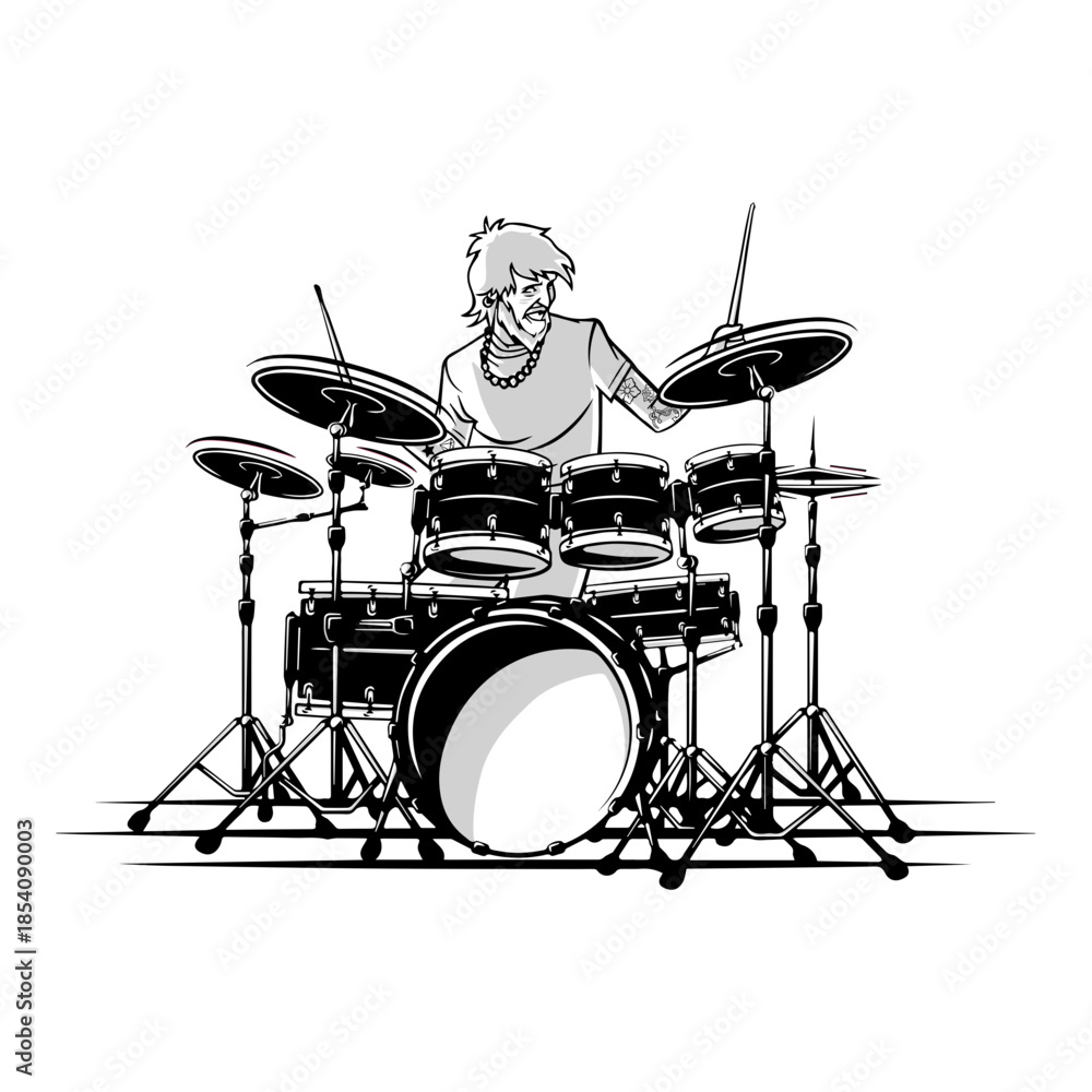 Fototapeta premium Male drummer illustration