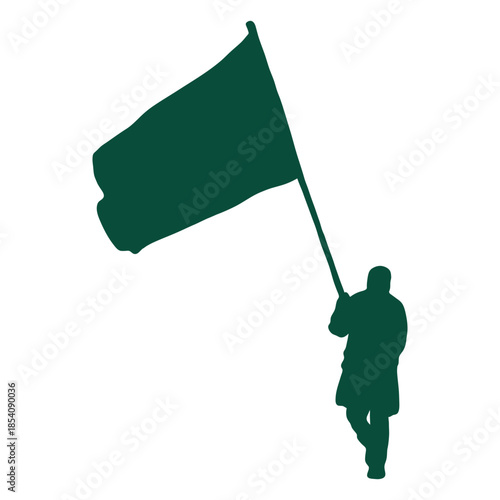 Flag bearer man silhouette