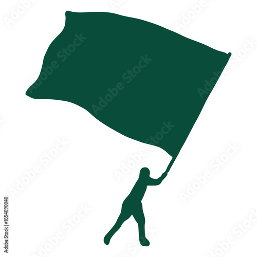 Huge flag bearer wave silhouette