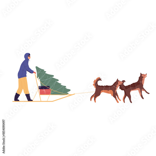 Dog sled man character