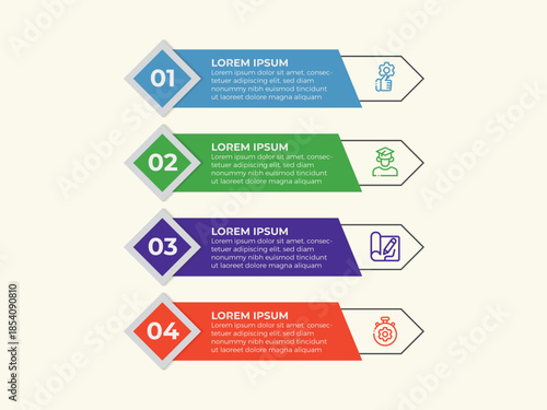 vector illustration infographic design template with 4 steps. Template for process, presentations, layout, banner, brochure.