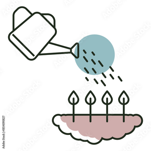 Watering can spraying plants logo