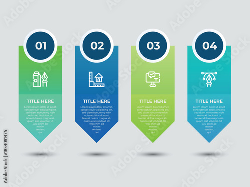 vector illustration infographic design template with 4 steps. Template for process, presentations, layout, banner, brochure.