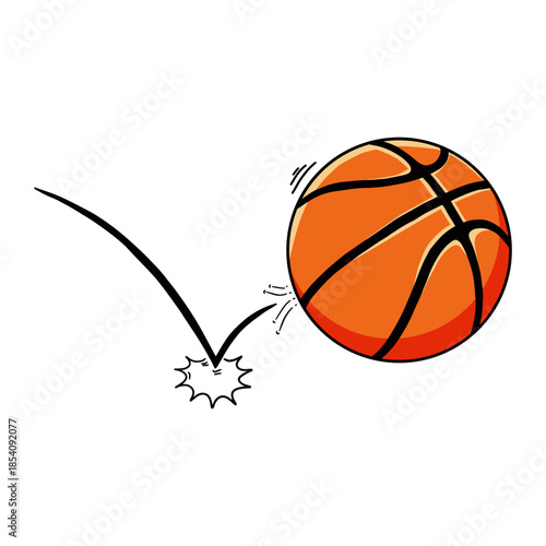 Hand drawn orange basketball with bounce effect vector illustration