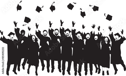 graduation silhouette illustration on white background 