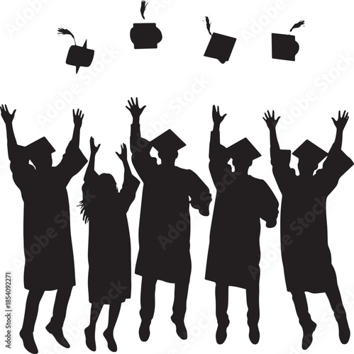 graduation silhouette illustration on white background 