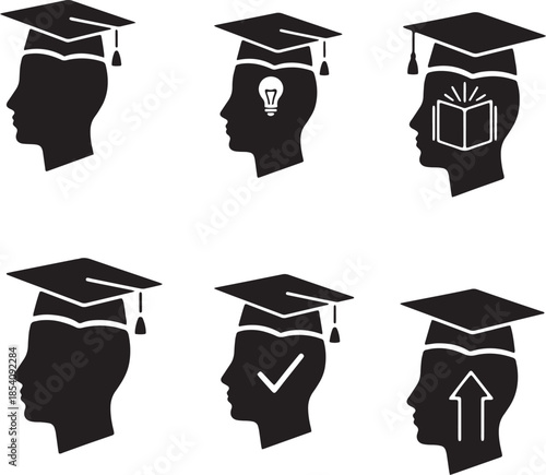 graduation silhouette illustration on white background 